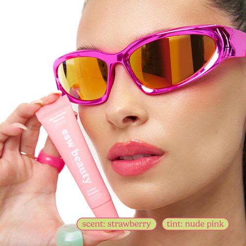 ESW Beauty Strawberry Banana Smoothie Lip Treatment - Hydrating Soft Pink Nude Tint with Shea Butter & Hyaluronic Acid
