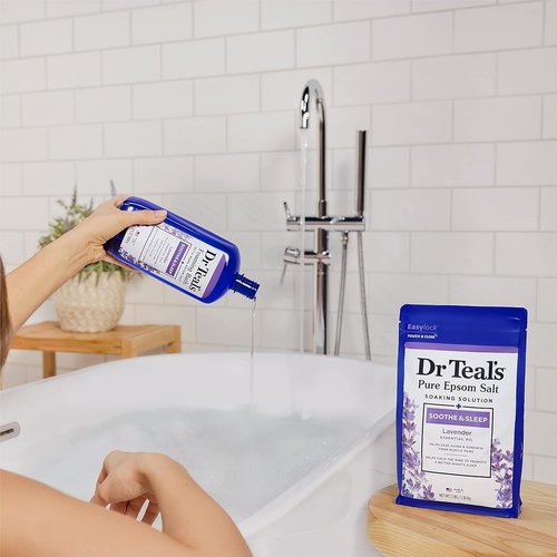 Dr Teal's Epsom Magnesium Salt Soak - Soothe & Sleep with Lavender, 3 lb (Pack of 4)
