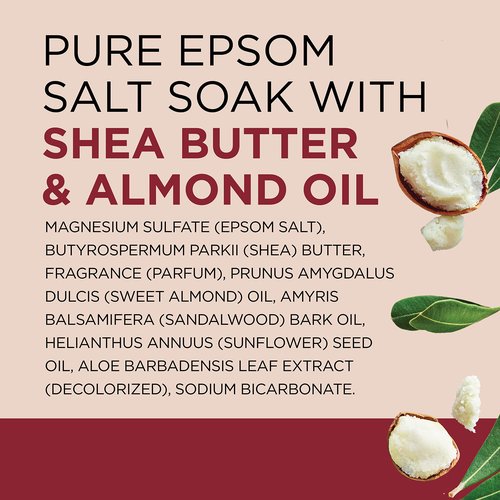 Dr Teal's Pure Epsom Magnesium Salt Soak, Shea Butter & Almond, 3 lbs (Pack of 4)