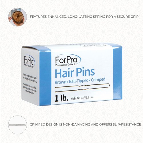 ForPro Professional Collection Hair Pins - Brown, 3" L, Ball-Tipped, Non-Damaging, 320 Count