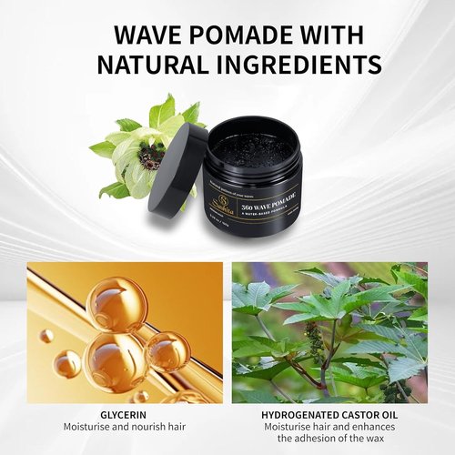 Sashita 360 Wave Pomade - Water-Based Hair Styling Product for Medium Hold & High Shine | 5.29 Oz