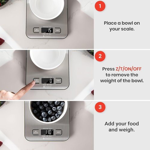 Etekcity Digital Food Kitchen Scale - Accurate Grams & Ounces for Weight Loss & Meal Prep | Medium 304 Stainless Steel
