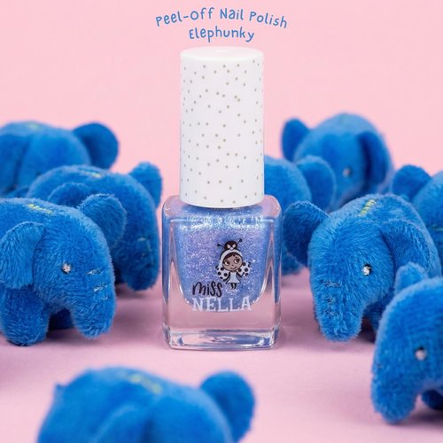 MISS NELLA SAFARI COLLECTION Glitter Nail Polish for kids, set of 4 glitter varnishes: pink, red, purple & blue, Peel- Off varnish for toddlers
