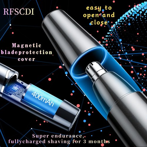 RFSCDI 5-in-1 Rechargeable Nose & Ear Hair Trimmer - IPX7 Waterproof Dual Edge Grooming Kit for Men & Women, Perfect for Hair Removal of Nose, Eyebrows, Beard, Bikini, and Facial Hair (Black)
