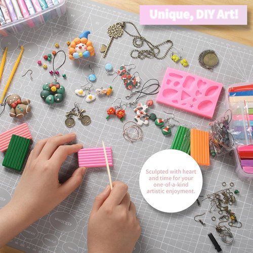 Polymer Clay - 52 Vibrant Colors | Non-Sticky Oven Bake Modeling Clay with Tools - Perfect Gift for Kids & Artists