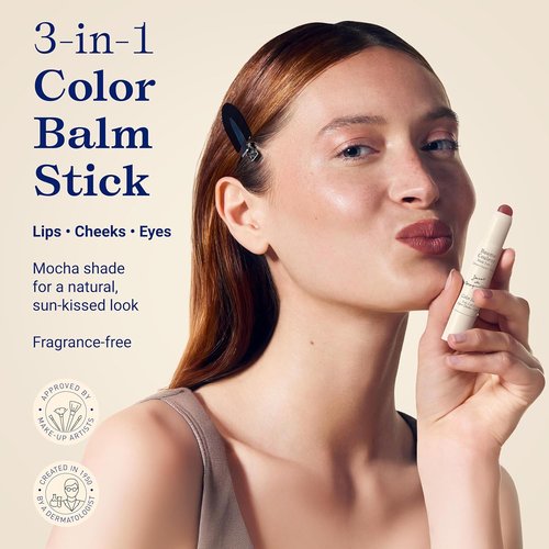 Embryolisse Color Balm - 3-in-1 Mocha Tint for Eyes, Lips & Cheeks | Hydrating Vegan Balm, 0.08 oz