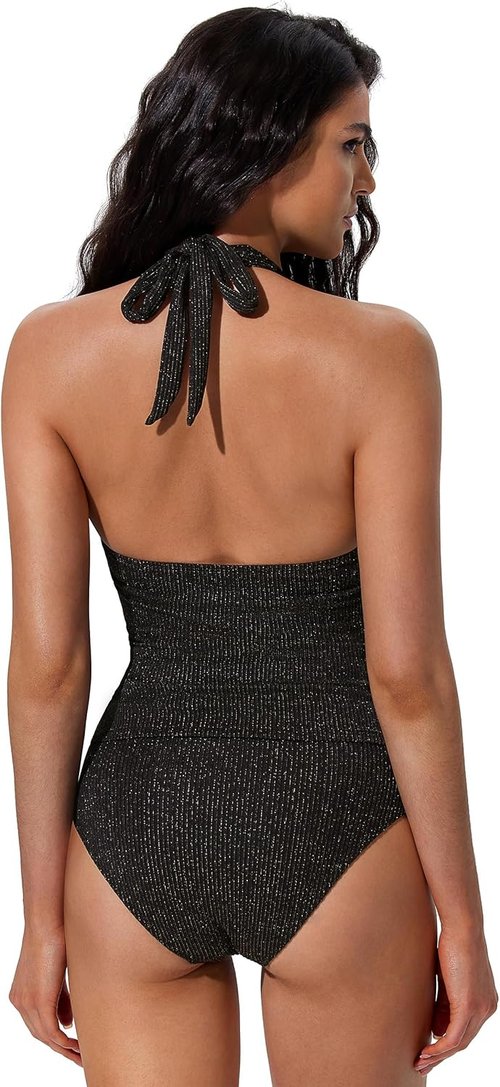 SUUKSESS Women's Sexy Halter Tankini - Tummy Control High Waisted Backless Swimsuit