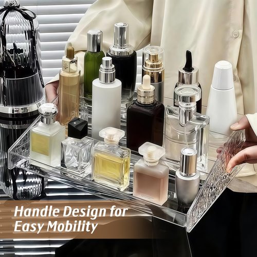 guuooge 2 Pack Perfume Organizer- 3 Tier Cologne Stand Clear Plastic Cologne Organizer for Men/Women Fragrance, Lotion, Skincare Display Holder Shelf(Clear)