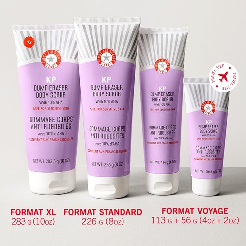 First Aid Beauty KP Bump Eraser Body Scrub with 10% AHA, Keratosis Pilaris Skin Exfoliator with Glycolic and Lactic acids, Helps Reduce Chicken Bumps, Safe for Sensitive Skin, 8 oz