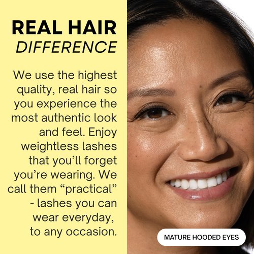 Best Lashes for Hooded Eyes - Weightless, Natural, Strip False Eyelashes - Designed for Hooded Eyelids - Medium Style - Hannah Cho Beauty