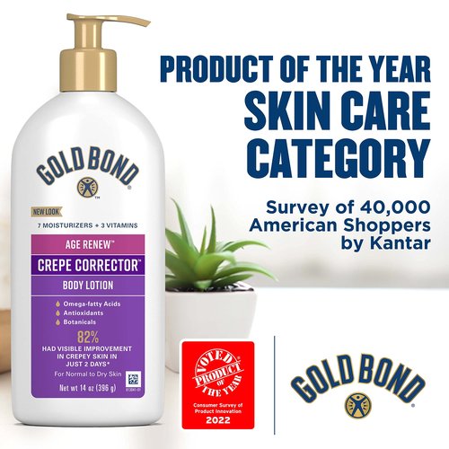 Gold Bond Age Renew Crepe Corrector Body Lotion, Replenishing & Smoothing Formula, 14 oz. & Healing Hand Cream, 3 oz., With Aloe, Moisture That Lasts Through Handwashing