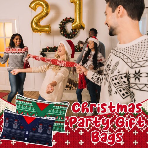 SilTriangle 24 Pcs Christmas Makeup Bags Bulk Cosmetic Bags 7 x 4.33 Inches Zipper Portable Pouch Purses Gifts for Women Holiday Travel Xmas Party Supply(Ugly Sweater)