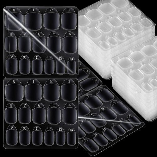 Teenitor 1500pcs Press on Nail Adhesive Tabs, 15 Sizes, Clear/Yellow, Nail Art Stickers