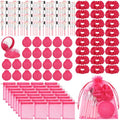 SiliFine Pink Girl Party Favors Girl Makeup Party Favor Party Supplies Set Includes Pink Gauze Bags, Hair Scrunchies, Foldable Mirror Hair Brushes, Makeup Brushes Toys(96 Pcs)