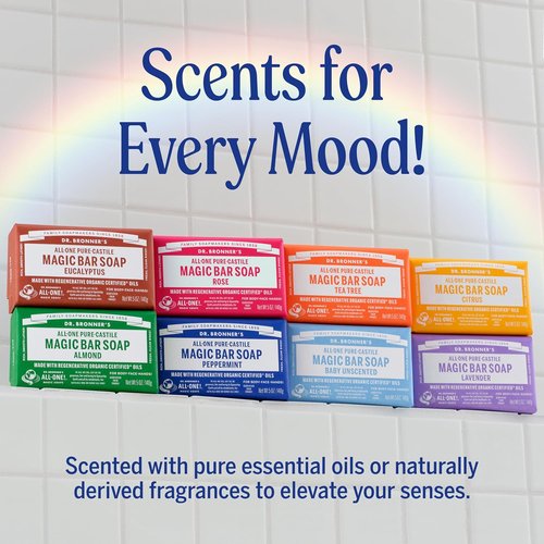 Dr. Bronner's Pure-Castile Soap Bars - Vegan, Organic & Regenerative Oils - Variety 3-Pack: Peppermint, Lavender, Unscented