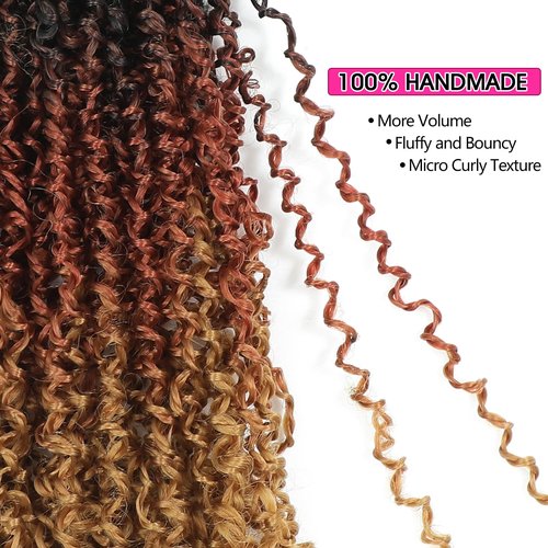 NAYOO 14 Inch Yanky Twist Crochet Hair - 8 Packs (30 Stands/Pack) Mini Passion Twist with Curly Ends Synthetic Pre-Looped Crochet Braids Braiding Hair (14 Inch, OT30/27)