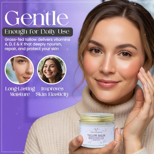 2.0 floz Grass Fed Beef Tallow and Honey balm - Lavender Vanilla Organic Beef Tallow for Skin is Ideal for Eczema, Stretch Marks, Psoriasis, Itching - Beef Tallow honey balm or Face & Body Moisturizer