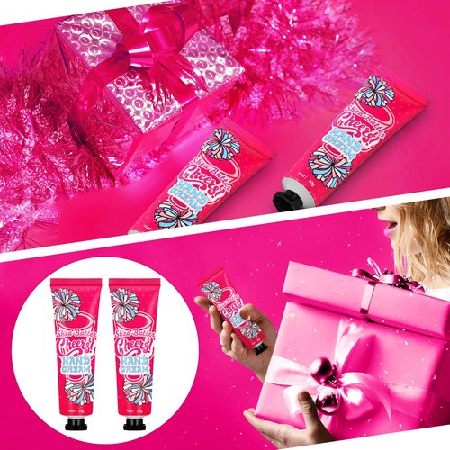 Dansib 24 Pcs Cheer Team Hand Cream Bulk Small Galentines Valentines Day Gifts for Women Friends Cheerleader Goodie Bag Stuffers Mini Cheerleading Lotion Homecoming Season Party Favors(Pink)