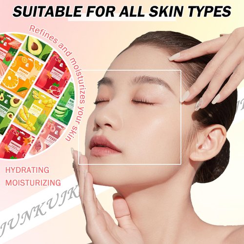 JunKuJK 30PCS Hydrating Facial Sheet Mask,Moisturizing Face Masks Skincare Gift Set,Brighten Long Lasting Face Mask Skin Care & Facial Mask Kit for All Skin Types