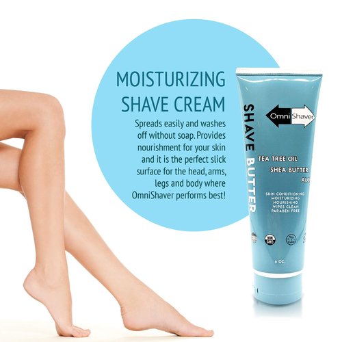 OmniShaver Shave Butter – Moisturizing Shaving Cream for Men & Women | Sensitive Skin Formula | Travel Size 6 oz | Aloe, Tea Tree & Shea Butter - Pack of 1
