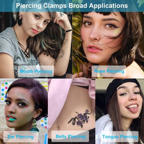 Piercing Clamps 25Pcs Piercing Forceps Septum Forceps Clamps Septum Slotted Disposable Piercing Clamps for Ear Nose Lip Navel Tongue Septum Belly Piercing Kit Piercing Tools