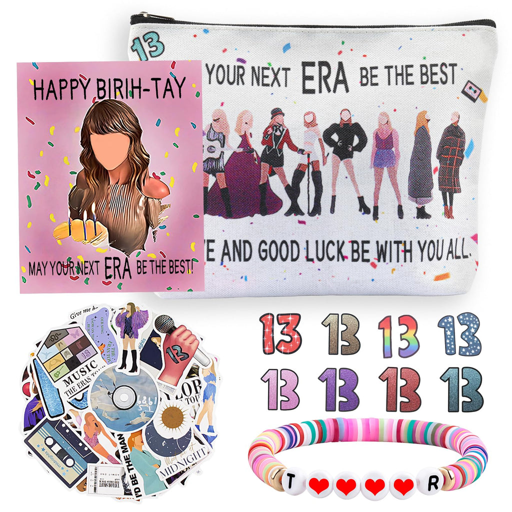 ZZLTAWS Singers Merch Makeup Bag, Music Loves Gifts Set Including 1 Makeup Bag, 1 Bracelets 1 Card 50Pcs Stickers, 8 Temporary Tattoos, Best Gifts for Girls Women and Music Fans