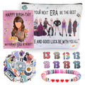 ZZLTAWS Singers Merch Makeup Bag, Music Loves Gifts Set Including 1 Makeup Bag, 1 Bracelets 1 Card 50Pcs Stickers, 8 Temporary Tattoos, Best Gifts for Girls Women and Music Fans