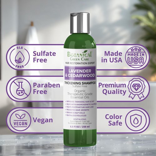 Lavender & Cedarwood Thickening Shampoo for Thinning Hair, Thickening Products for Women & Men, Hair Growth Shampoo
