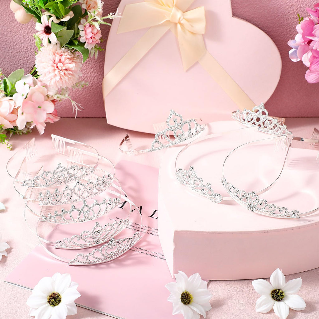 Yuefunny 24 Pcs Crystal Tiara Crowns for Women Bulk Rhinestone Princess Headband Crown with Combs Tiaras for Pageant Bridal Shower Wedding Birthday Prom Party Gifts(Modern,Silver)