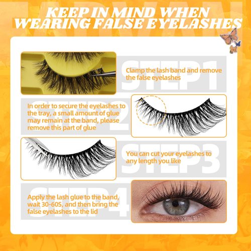 FADVAN Mink Lashes Natural Fluffy False Eyelashes 3D Volume Wispy Lashes Cateye Medium Length fake eyelashes with Clear Lash Glue Pestañas Postizas Naturales 10 Pairs-Lz201