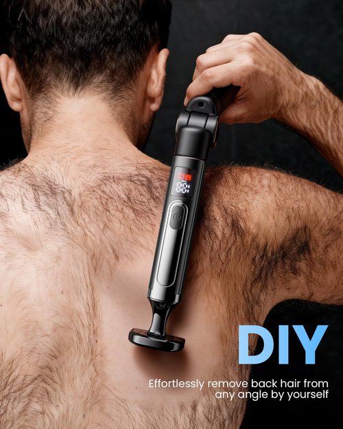 kurtmark Electric Back Shaver for Men, 5 in 1 Mens Back Shaver, Cordless Back Hair Trimmer for Men with Extendable Long Handle, Self-Service Body Groomer Razor with Wider Blade