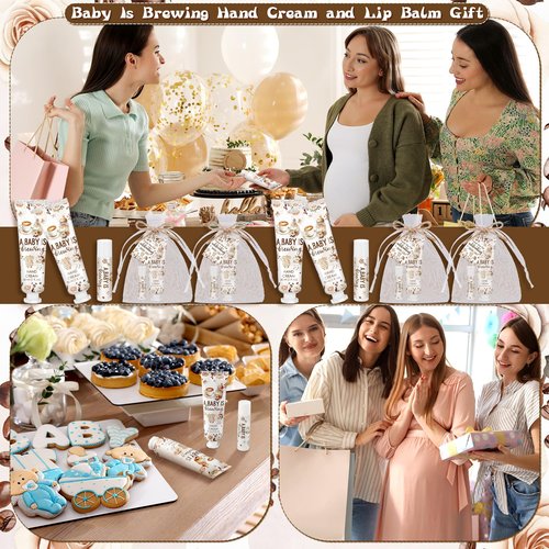 24 Sets a Baby Is Brewing Coffee Hand Cream and Lip Balm Gift Coffee Themed Baby Shower Party Favors for Guest Souvenirs Travel Size Hand Lotion and Lip Balm Bulk Babies Shower Birthday Party Supplies