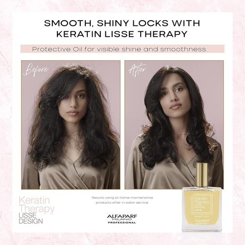 ALFAPARF MILANO Keratin Hair Oil - Frizz Control & Heat Protection Serum - Smooths & Adds Shine (1.69oz)