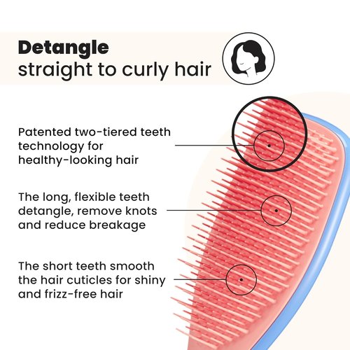 Tangle Teezer Ultimate Detangler Brush - Eliminates Knots & Reduces Breakage for Wet & Dry Hair | Apricot Blaze