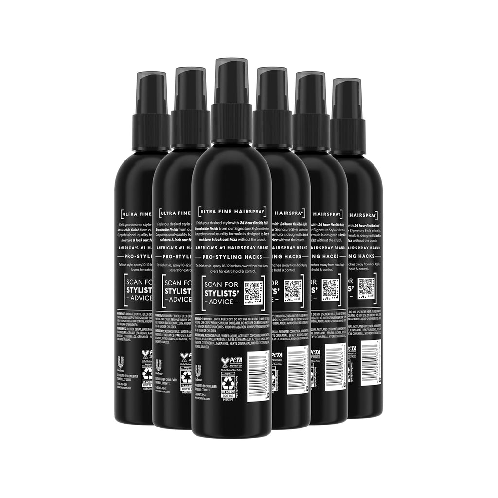 TRESemmé Non-Aero Hairspray - Ultra Fine Formula for 24-Hour Frizz Control | Pack of 6, 10 Fl Oz