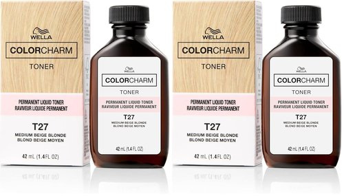 COLORCHARM Permanent Liquid Toners - Neutralize Brass with Vegan Formula | T27 Medium Beige Blonde | 1.4 Fl Oz