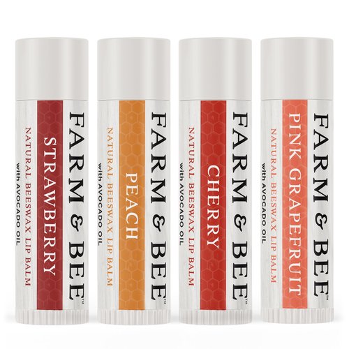 Natural Lip Balm Variety Pack, 4 Flavors, Organic Ingredients, Moisturizing, Healing