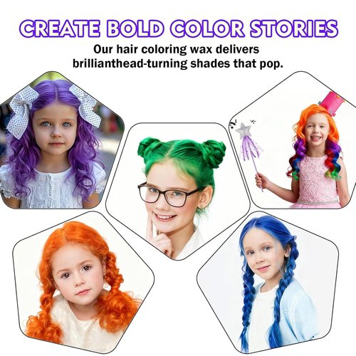 Skiennix Temporary Hair Color Wax - Washable Instant Dye for Christmas Parties | 4 Vibrant Colors (Blue, Purple, Red, Green)