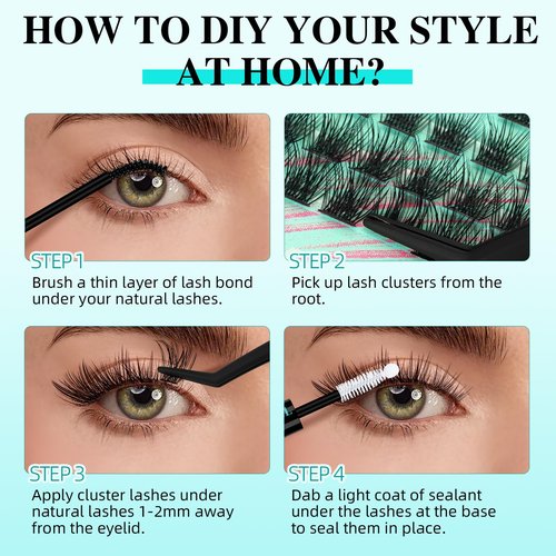 Lash Clusters 144Pcs Eyelash Extension Midnight Lashes Extensions Natural Cluster Lashes for Individual Eyelashes Extension by AMZGlRL(D-Mix8-16mm)