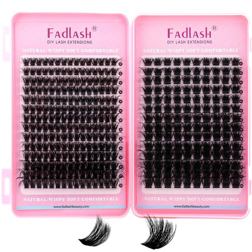 Lash Clusters 100D+200D Eyelash Clusters D Curl Fluffy Cluster Lashes 12-20mm 3D Thick Effect Individual Lashes DIY Cluster Eyelash Extensions for Beginners
