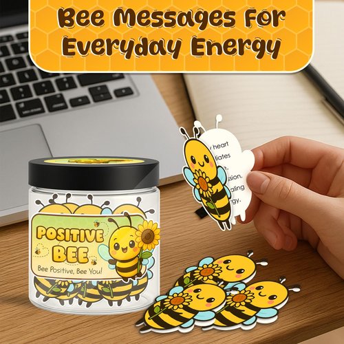 60 Positive Bee Cards Jar, Affirmation Cards For Women, Friendship Gift, Positive Quotes Jar, Best Friend Gift, Christmas Gifts For Women, Bee Gifts For Men