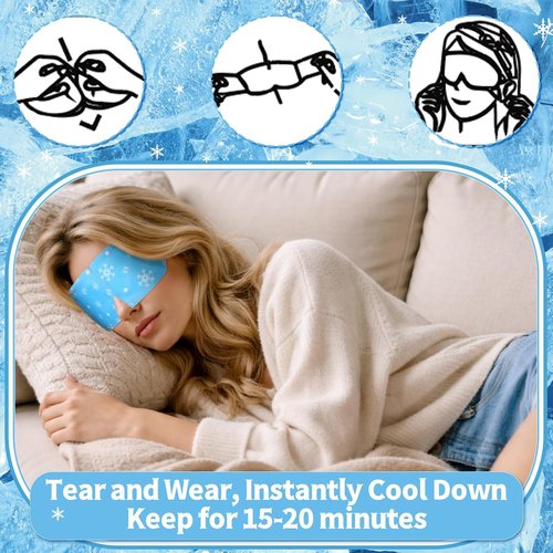 Newcotte Cooling Eye Masks - 36 Pack Mint Scented Hydrogel Patches for Puffy Eyes | Travel Size Relaxation Gift