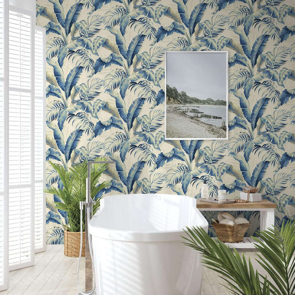 Tommy Bahama Peel and Stick Wallpaper - Tropical Design for Bedroom & Kitchen | 30.75 Sq Ft Coverage (Azure)