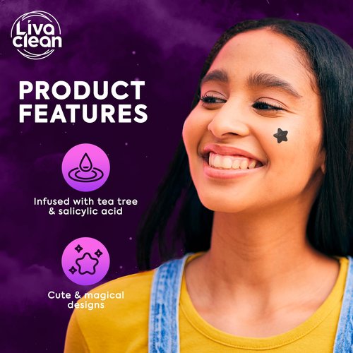 LivaClean 250CT Black Star Pimple Patches for Face - Hello kitty Pimple Patches Black w/Salicylic Acid & Tea Tree Oil - Hydrocolloid Acne Patch, Cute Face Stickers, Zit Patch