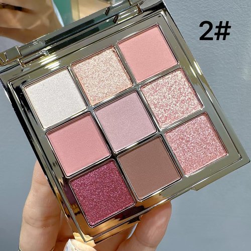 Skiennix 9-Color Eyeshadow Palette - Matte, Shimmer & Glitter | Highly Pigmented, Waterproof Makeup