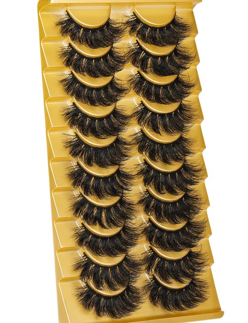 Eyelashes Mink Lashes Fluffy Natural Look False Lashes Wispy Full Eye Lashes 8D 20 mm Long D Curl Strip Eyelashes Pack 10 Pairs Reusable Fake Eyelashes That Look Like Extensions by Goddvenus