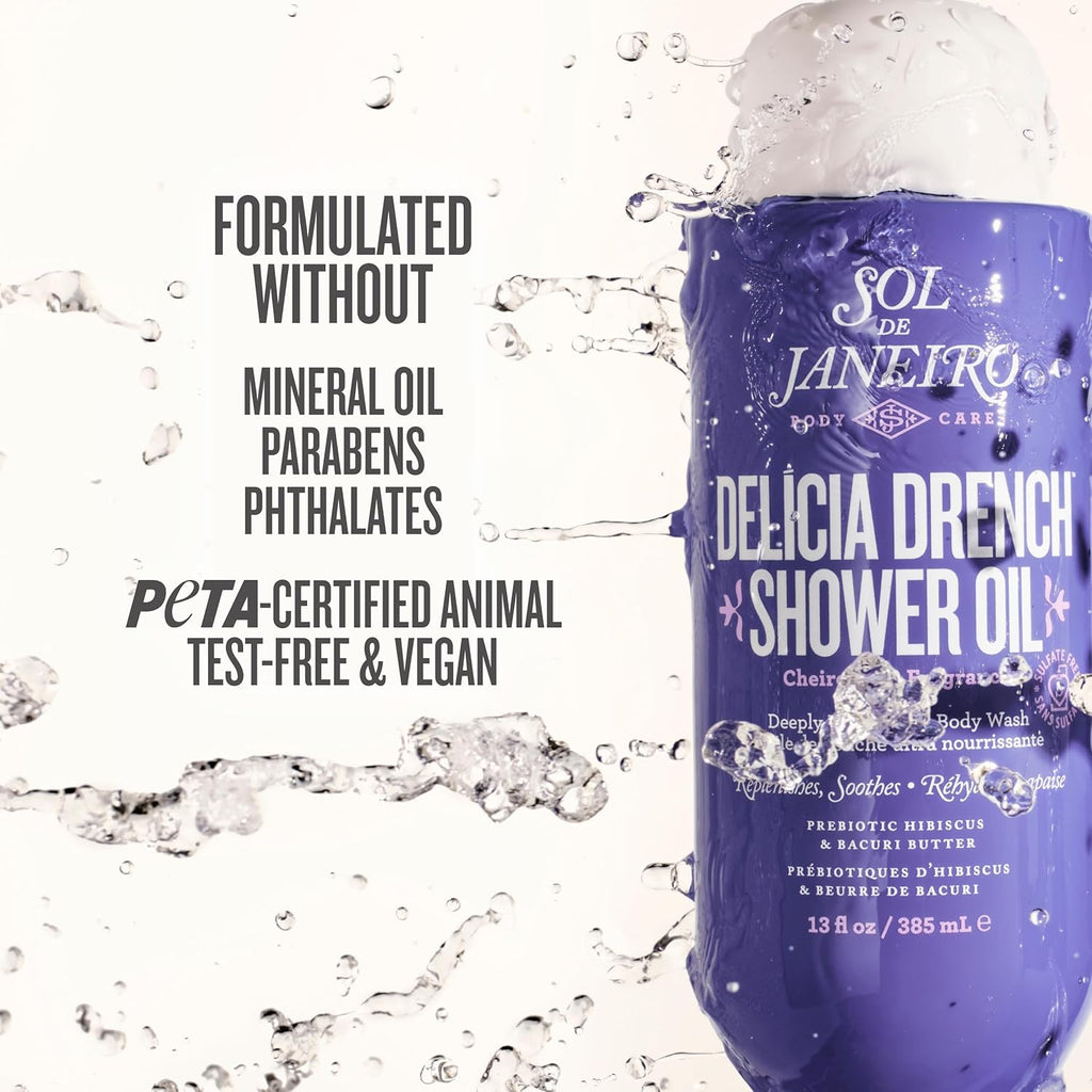 Sol de Janeiro Delicia Drench Shower Oil - Deeply Nourishing Body Wash for Soft Skin