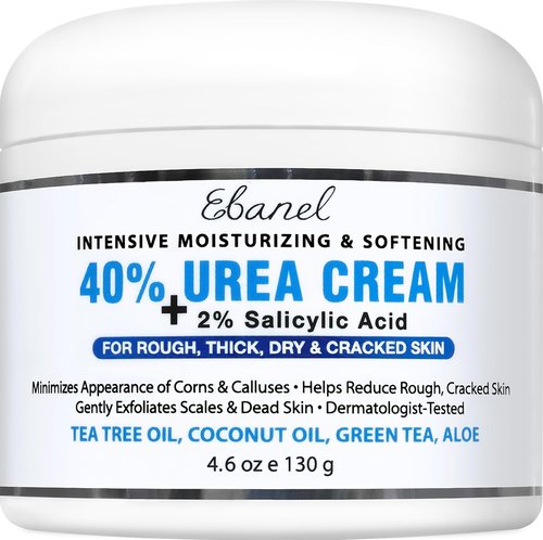 Ebanel Urea Cream 40% with Salicylic Acid - Intensive Foot Cream for Dry Cracked Skin | 4 Oz