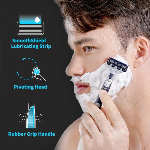 DORCO Pace Pro 4 Disposable Razors, 9 pack - Long Lasting 4 Blade Technology with a Precision Trimmer, Safety Guard Bar, Pivoting Head and Non-Slip Rubber Handle (9 Razors)