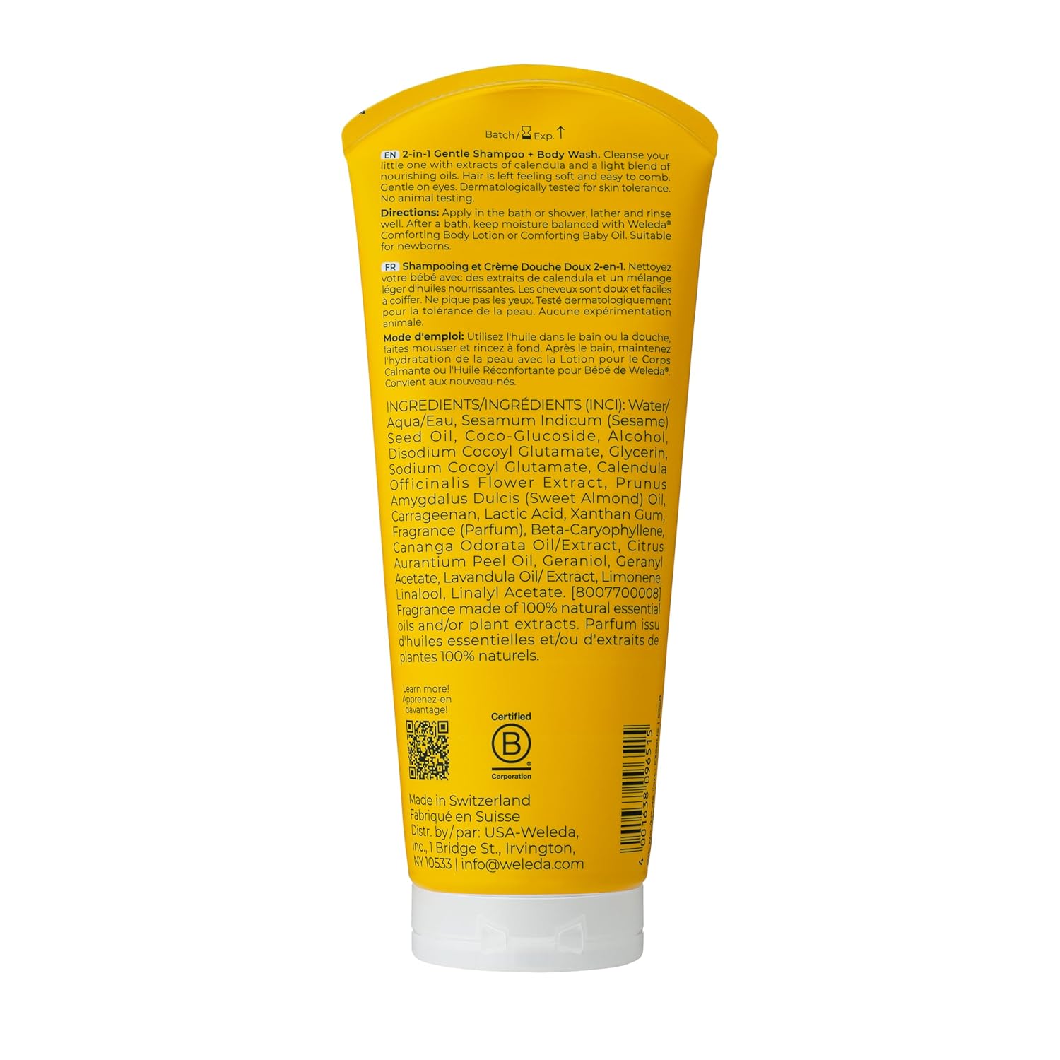 Weleda Baby Calendula 2-in-1 Gentle Shampoo & Body Wash - Plant-Rich Cleanser with Calendula & Almond Oil | 6.8 Fl Oz